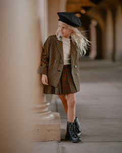 Rylee + Cru Double Breasted Blazer - Chartreuse Plaid - 6/7Y Last One