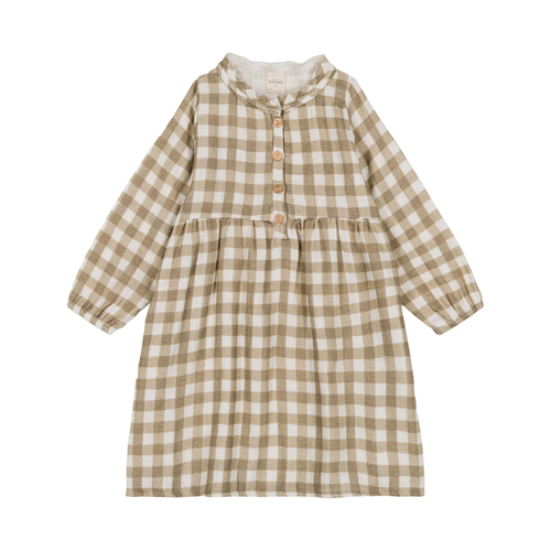 Studio Boheme Vermont Dress - Khaki Gingham - 18M, 24M, 36M