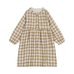 Studio Boheme Vermont Dress - Khaki Gingham - 18M, 24M, 36M