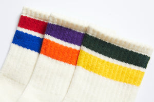 East End Highlanders Short Line Socks - Red/Blue, Purple/Orange, Green/Yellow - 15cm