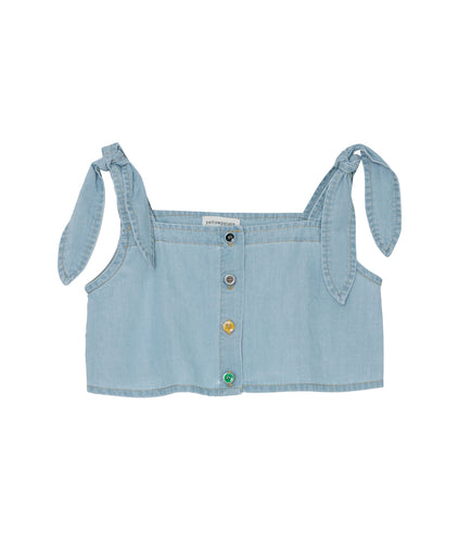 Yellow Pelota Leaf Top - Washed Denim 6Y, 8Y