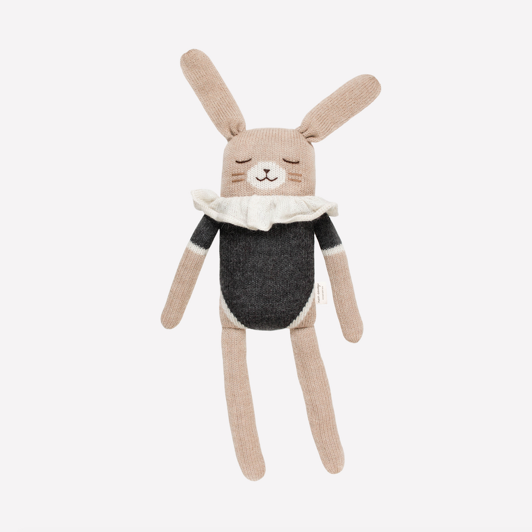 Main Sauvage Knitted Soft Toy - Large Bunny  - Black Bodysuit