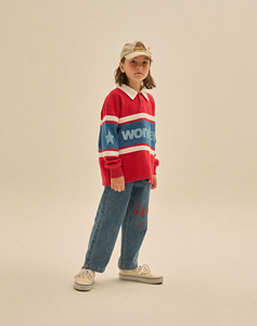 Jelly Mallow Wonder Star Collar T-shirt - Red - 120cm Last One