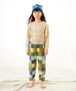 Oeuf Patchwork Suspender Pants - Bright Beige - 2/3Y, 3/4Y, 5/6Y