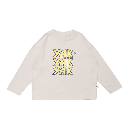 Wynken Yak Yak Yak Tee - Pale Pebble / Lemon - 2Y Last One