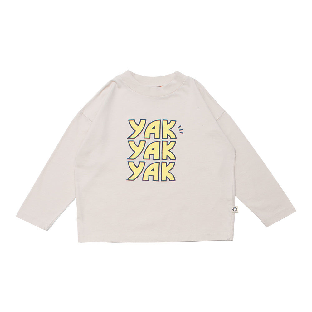 Wynken Yak Yak Yak Tee - Pale Pebble / Lemon - 2Y Last One