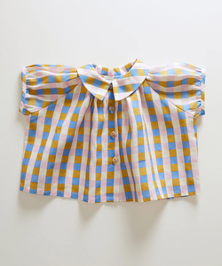 Oeuf Short Sleeve Blouse - Hemp/Gingham, Multi/Large Flower, Multi/Small Flower - 3/4Y, 4/5Y, 5/6Y
