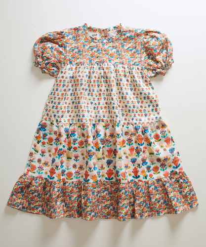 Oeuf Tiered Dress - Multi/Small Flower - 2/3Y, 4/5Y