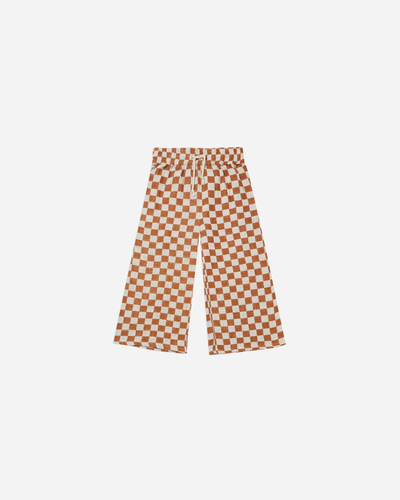 Rylee + Cru Wide Leg Pant - Rust Check - 4/5Y, 6/7Y