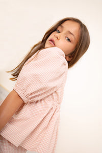 Mipounet Balloon Sleeve Vichy Blouse - 2Y, 6Y