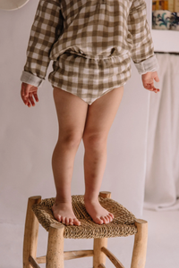 Studio Boheme Ami Bloomers- Khaki Gingham - 18M Last One