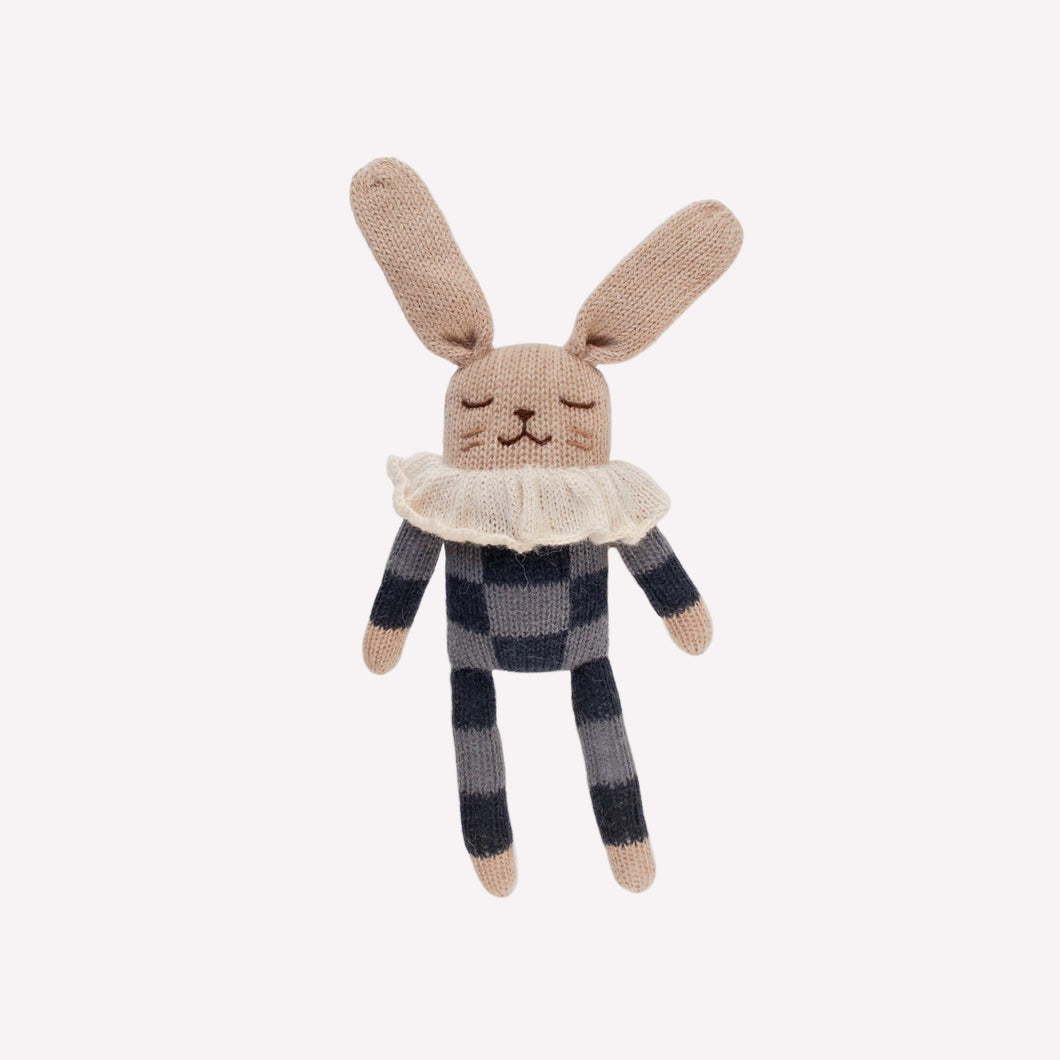 Main Sauvage Knitted Soft Toy - Bunny - Navy Check Pyjamas