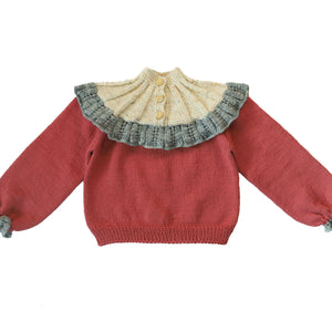 Kalinka Dove Sweater - Dusty Rose/Ruby Red - 2-3Y, 3-4Y, 4-5Y, 5-6Y