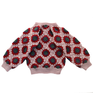 Kalinka Flower Crochet Sweater - Rose - 2/4Y, 4/6Y