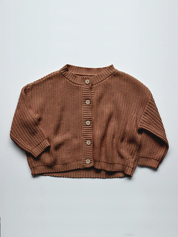 The Simple Folk The Chunky Cardigan - Mocha - 3/4Y Last One