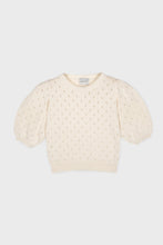 Load image into Gallery viewer, Mipounet Cotton Openwork Sweater - Ecru/Camel - 6Y Last Ones