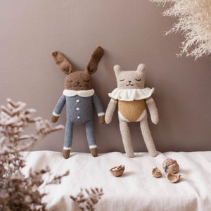 Main Sauvage Knitted Soft Toy - Bunny - Slate Jumpsuit