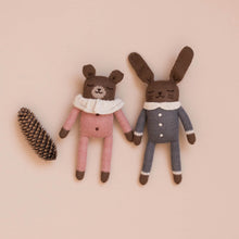 Load image into Gallery viewer, Main Sauvage Knitted Soft Toy - Bunny - Slate Jumpsuit