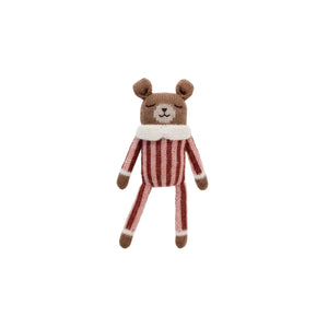 Main Sauvage Knitted Soft Toy - Teddy - Sienna Striped Jumpsuit