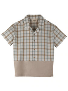 Popelin Shirt with lapel - Plaid - 3/4Y Last One