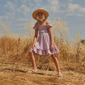 Liilu Terry Smocked Dress - Lavender - 2Y, 4Y