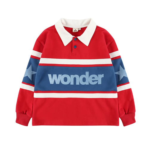 Jelly Mallow Wonder Star Collar T-shirt - Red - 120cm Last One