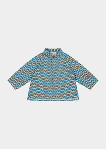 Caramel Burdock Shirt - Blue Geo Print - 3Y, 4Y, 6Y