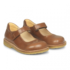 Angulus Mary Jane with Heart and Velcro Closure - Cognac - 29，30，31，31
