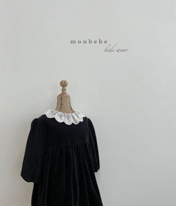Monbebe Mono Velvet One-piece - Navy, Grey - 3/4Y, 5/6Y