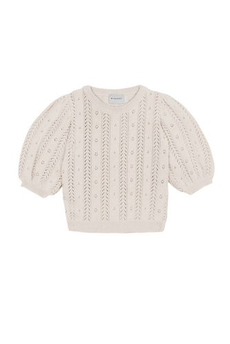 Mipounet Nora Cotton Openwork Sweater - Cream - 4Y, 6Y, 8Y