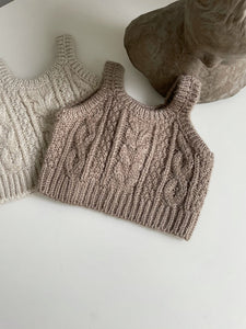 Monbebe Knit Vest - Brown, Cream - 1/3Y, 3/5Y