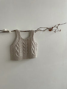 Monbebe Knit Vest - Brown, Cream - 1/3Y, 3/5Y