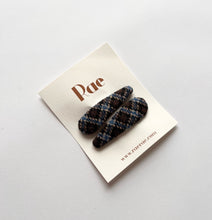 Load image into Gallery viewer, Rae Wool Checked Hair Clips - Blue