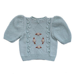 Kalinka Kids Rose Sweater - Milk, Aqua - 2-3Y, 3-4Y, 4-5Y, 5-6Y
