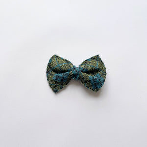 Rae Big Bow Hair Clips - Sage/Teal