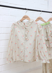 Caramel Cauliflower Blouse - Rose Bouquet - 4Y, 6Y