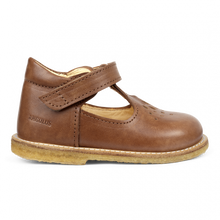 Load image into Gallery viewer, Angulus Mary Jane with Velcro and Hole Pattern - Tan - 25 Only