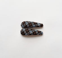 Load image into Gallery viewer, Rae Wool Checked Hair Clips - Blue
