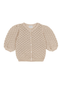 Mipounet Giulia Cotton Openwork Cardigan - Sand - 4Y