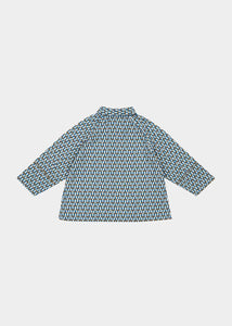 Caramel Burdock Shirt - Blue Geo Print - 3Y, 4Y, 6Y