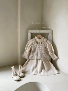 Monbebe Smocked Dress - Floral, Cream - 3/4Y, 5/6Y, 7/8Y