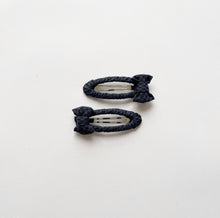 Load image into Gallery viewer, Rae Bow Hair Clips - Navy
