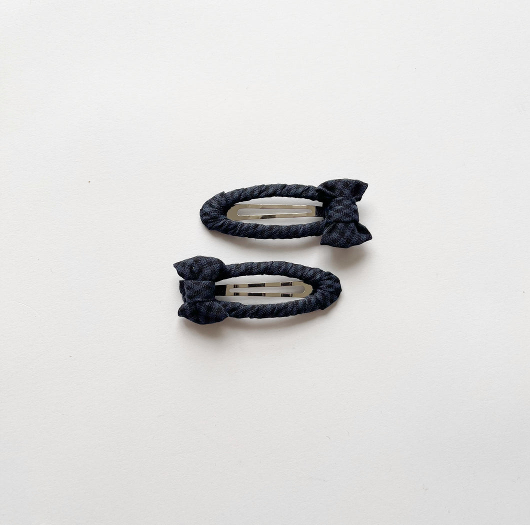 Rae Bow Hair Clips - Navy