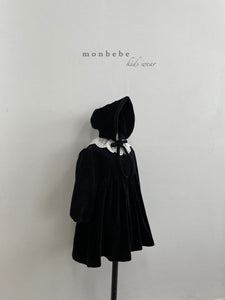 Monbebe Mono Velvet One-piece - Navy, Grey - 3/4Y, 5/6Y