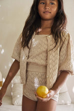 Load image into Gallery viewer, Mipounet Giulia Cotton Openwork Cardigan - Sand - 4Y