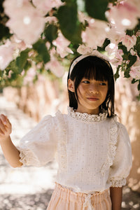 Liilu STELLA BLOUSE - Milk，Ocean Blue - 2Y，4Y