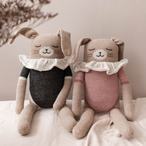 Main Sauvage Knitted Soft Toy - Large Bunny  - Black Bodysuit