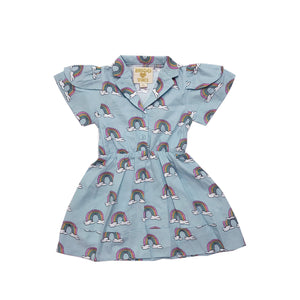 Hugo Loves Tiki Petal Sleeves Dress - Blue Rainbows - 18-24M Last One