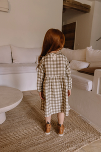 Studio Boheme Vermont Dress - Khaki Gingham - 18M, 24M, 36M