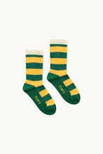 Load image into Gallery viewer, Tinycottons Big Stripes Medium Socks - Pine Green/Yellow - 2Y, 4Y, 6Y